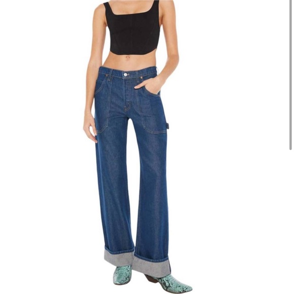 NWT MOTHER The Smoothie Carpenter Sneak Wide Leg Jeans (Clean Your Plate) Sz 27 - Picture 7 of 7